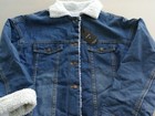 Women s Thick Fleece Lined Button Down Mid Long Quilted Denim Jacket Overcoat