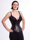 345  Leather Size 30   authentic Black Underbust Corset Steel Boned 