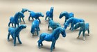 Set Of 11  Vintage Chinese Miniature Horse Ceramic Figurines W turquoise Glaze