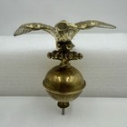 Vintage Antique Solid Cast Brass Eagle Flag Pole Finial Topper Large 5 5  X 6 