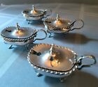Continental 800 Silver Salt Cellars With Hinged Lids And Glass Inserts  75 Each
