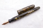 Vintage Senior Endura Symetrik Fountain Pen Green Marble Celluloid Large 14k Nib