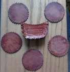 Set Of 5 Handmade Leather Coasters W  Holder Cartagena  Colombia Vintage