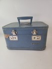 Vtg Monarch Train Case Cosmetic Makeup Luggage Suitcase Travel Bag Blue No Key 