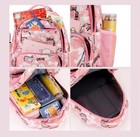 Pink Large Kids Letter Print Polyester Backpack Zipper Pockets Adjustable Straps