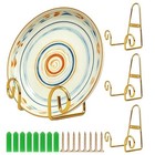 4 Pcs Gold Metal Plate Stand Holder Wall Hanging Display Rack Easel 6 In