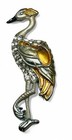 Vintage Art Deco C  1940 Rhinestone   Enamel Figural Bird Crane Brooch Pin