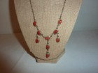 Vintage Sterling Silver Coral Drop Necklace 17 -19  From The Fossil Cartel