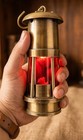Vintage Brass Miners Lamp Red Glass 1920 British Coal Mining Co Replica Oil Lant