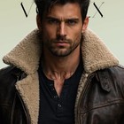 Men s Brown Real Cowhide Leather Bomber Jacket Shearling Fur Collar Winter Coat