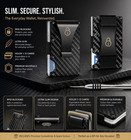 Rfid Blocking Slim Wallet For Men  Front Pocket Card Holder With Cash Strap clip