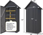 Outdoor Storage Cabinet Vertical Tall Storage Metal Shed W shelves Lockable Door