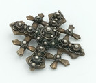 Vintage Antique Detailed Ornate Sterling Silver Maltese Cross Pendant Brooch Pin
