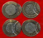 Mexico 10 Pesos Aztec Bime-tal Double Struck Error Unc Lot 2 Pcs