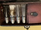 Vintage Doctor s Medicine Kit Leather Travel Case 17 Vials W  Chrome Lids