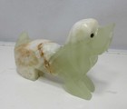 Vintage Hand Carved White Polished Quartz Basset Hound Dog Figurine Statue 3 