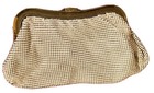 Vintage Whiting   Davis Metal Mesh Evening Purse Bag Clutch White 8   x5   