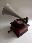1930s Wooden Toy Gramophone With 23 Discs