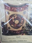 Vtg 80s Christmas  wreath  Afghan Woven Throw Blanket 100  Cotton 60x50  Nos