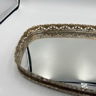 Vintage Brass Gold Tone Vanity Tray Mirror Oval
