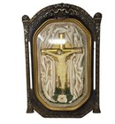 Antique Catholic Religious Sacred Heart Of Jesus Shadow Box Shrine Wall Art