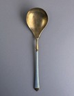 David Andersen Norway Sterling Silver Blue Guilloche Enamel Gilt Serving Spoon