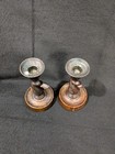 Antique Pair Of Oak English Barley Twist Candlestick  Candle Holders 6 25  Tall