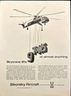 1962 Sikorsky Aircraft S-64 Skycrane Helicopter Stratford Ct Vintage Print Ad