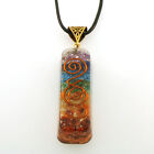 Natural 7 Chakra Rainbow Layer Orgone Pendant Cord Necklace Emf   5g Protection