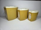 Vintage Retro Yellow Plastic Kitchen Canisters Set 3 Nesting 6pc
