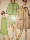 Simplicity 7544 Cape Poncho Dress Sewing Pattern Ladies 12 Vtg 60s Twiggy Cut
