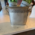 Pottery Barn Silver Metal Ice Bucket With Handles  Grape Theme  7in
