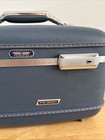 Vintage American Tourister Case With Key Blue Train Carry On Tri Taper