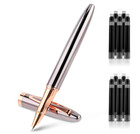 Metal Black Fountain Pen Set  0 38 Mm Fine Nib Fountain Pen  10 3 4 Mm Ink Cartr