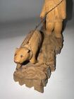 Vintage 1976 Hand Carved Inuit Eskimo Seal Hunter Sculpture Woodcarving Signed
