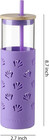 20 Oz Glass Tumbler Glass Water Bottle With Silicone Protective Sleeve And Bambo