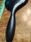Vintage Antique Black Hand Held Wooden 10 5  Mirror With Beveled Glass Patina 