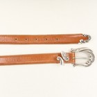 Coldwater Creek Brown Leather Belt Womens Sz S   28 Fancy Silver Buckle 1  Wide