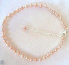 Pink Cultured Freshwater Pearl   Sterling Silver 10 -12  Ankle Bracelet