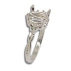Sterling Oval Accented Twist Milgrain Pre-notched Ring Mounting Size 4-11