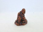 18th C Japanese Negoro Lacquer Wood Netsuke Rakan Arhat Edo Period