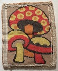 Vintage Mcm Retro Latch Hook Mushroom Wall Hanging  Art Rug Approx 18  X 25   