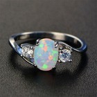 Exquisite Silver Plated Wedding Oval Cut Opal Rings Jewelry Sz 6-10 Lab-created