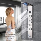 Stainless Steel Shower Panel Tower System Led Rain Waterfall Massage Body Jets