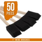 50 Pack - 1   Foam Sponge Paint Brush Set Wood Handle Craft Touch Up Stain