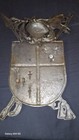 Vintage Coat Of Arms Crest Battle Ax Spear Knight Head Metal Wall Plaque 15x20 H