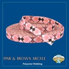 Country Brook Design   5 8 Inch Pink brown Argyle Polyester Webbing Closeout 5 Yd