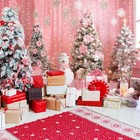 7x5ft Pink Christmas Backdrop Snowflake Xmas Tree Interior Room Photography B   