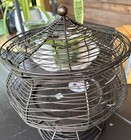 Vintage Partylite Woven Metal Wire Lantern 3 Wick Candle Holder Basket Pedestal