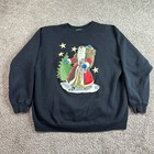 Vintage Christmas Sweatshirt Womens Xl Black Santa Claus St Nicholas Ugly 90s